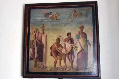 The sacrifice of Iphigenia - peristilium (colonnade with garden) of the House of the Tragic Poet. Pompeii - 3986