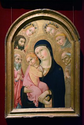  Madonna and Child with Sts Jerome, Bernardino, John the Baptist, Anthony of Padua & Two Angels (1465–70) - Sano di Pietro -1480