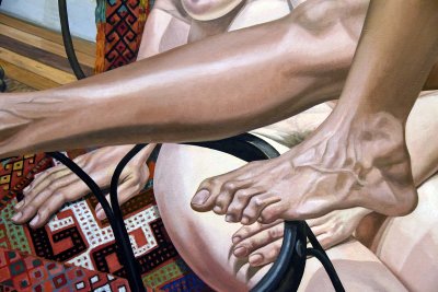 Two Models with Bent Wire Chair and Kilim Rug (1984), detail - Philip Pearlstein - 2534