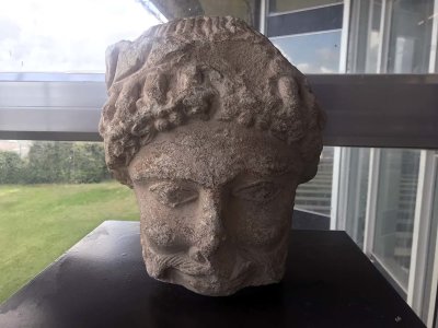 Male Head Adorned with a Wreath of Leaves and Acorn - Cyprus, 5th c. BCE - 3785