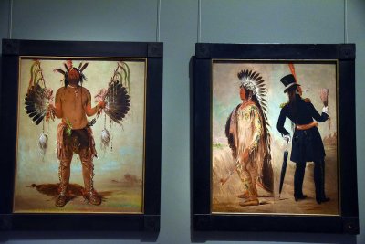 Mah-tó-he-ha, Old Bear, a Medicine Man (1832), Wi-jún-jon Pigeon's Egg Head returning from Wash. (1837-1839) - G. Catlin - 5094