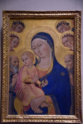 Madonna and Child with Saint Jerome, Saint Bernardino and Angels (1460-70) - Sano di Pietro - 6297