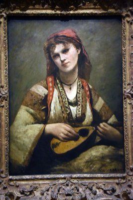 Gypsy with a Mandolin (1874) - Jean-Baptiste-Camille Corot - Coll. of Museu de Arte de Sao Paulo - 7730