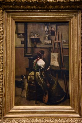 Corot's Studio: Woman Seated before an Easel, a Mandolin in Her Hand (c. 1868) - J.-B.-C. Corot - National Gallery of Art - 7741