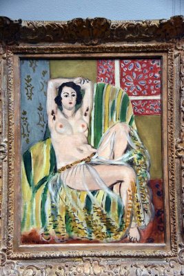 Odalisque Seated with Arms Raised, Green Striped Chair (1923) - Henri Matisse - 7843