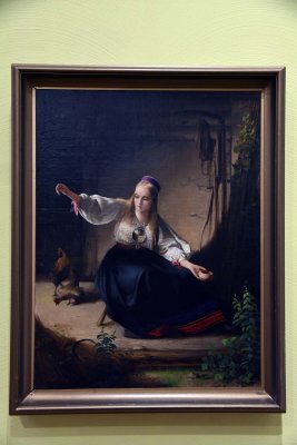 Estonian Woman Feeding Chicken (1839) - Carl Timoleon von Neff - 4307