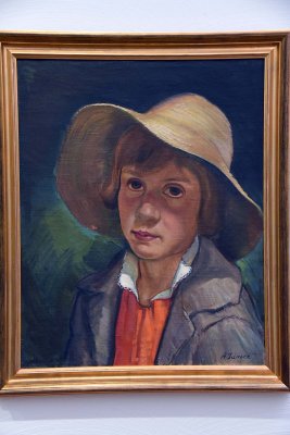 Portrait of the Artist's Daughter. Young Lady with Hat (1929) - August Jansen - 4750
