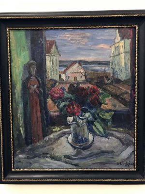 Still Life with Roses Against a Landscape (1938) - Adolfas Valeska - 8973