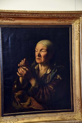 Old Woman Threading a Needle (1860) - Wincenty Slendzinski - 8839