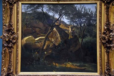 Young Shepherd among the Rocks. Forest in Fontainebleau (1842) - Camille Corot - 4542