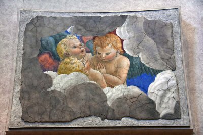 Melozzo degli Ambrosi, called da Forli (1438-1494) - Music making angels, cherubs and apostle's heads, Santi Apostoli -0375