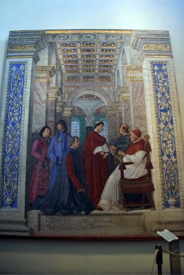 Sixtus IV appoints Bartolomeo Platina Prefect of the Vatican Library (1477) - Melozzo da Forl - 0371