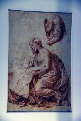Study of Madonna for the Virgin and Child of the Holy Family of Francis I (1518) - Gallerie degli Uffizi, Florence - 0744