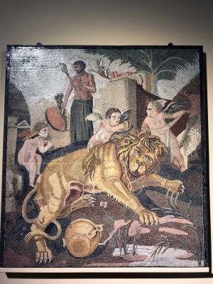 Mosaic with Lion and Cupids, end of 1st c. BC. From Porto d'Anzio, Selva Pamphilj - 3131