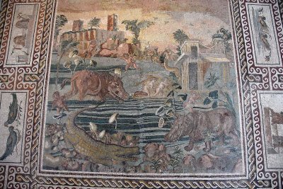 Mosaico pavimentale con paesaggio Nilotico - Roma (II sec. d.C.) - 1608