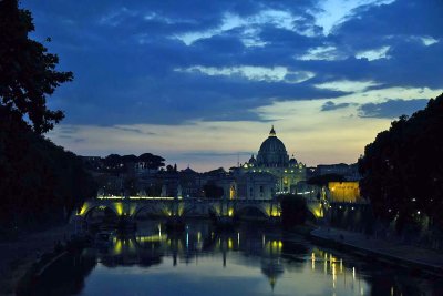 Basilica di San Pietro and Tiber River at dusk, view from Ponte Umberto I - 1702
