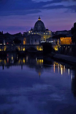 Basilica di San Pietro and Tiber River at dusk, view from Ponte Umberto I - 1714