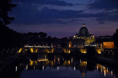 Basilica di San Pietro and Tiber River at dusk, view from Ponte Umberto I - 1722