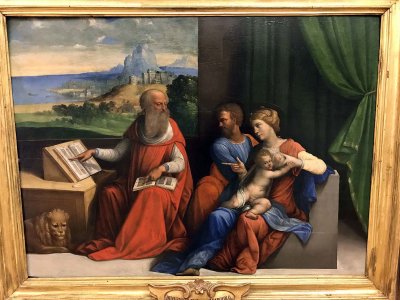 The Holy Family with St. Jerome (16th c.) - Bottega del Garofalo - 3515