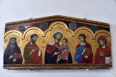 Madonna col Bambino e i S. Francesoc, G. Battista, G. Evangelista, M. Maddalena (13th c.) - Guido da Siena - 2953