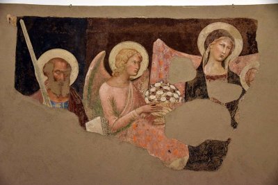 Maestą. Madonna in trono col Bambino fra angeli e i Santi Paolo, Pietro e Domenico (14th c.) - Lippo Memmi - 3040