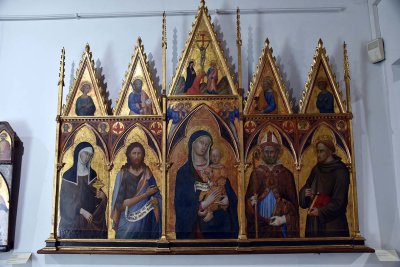 Madonna col Bambino e i S. Chiara, Giovanni Battista, Agostino, Francesco (14th c.) - Jacopo di Mino del Pellicciaio - 3162