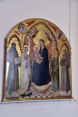 Madonna in trono col Bambino incoronata da due Angeli i S. Margherita e Caterina d'Alessandria (15th c.) - Sano di Pietro - 3431
