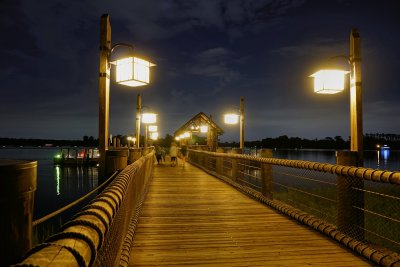 Wilderness Lodge dock at night