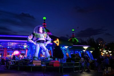 Toy Story Land at night