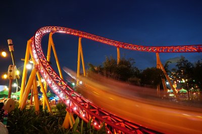 Toy Story Land at night