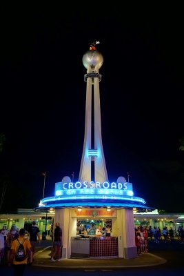 Crossroads at night