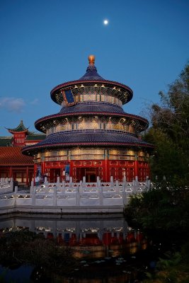 China temple and moon