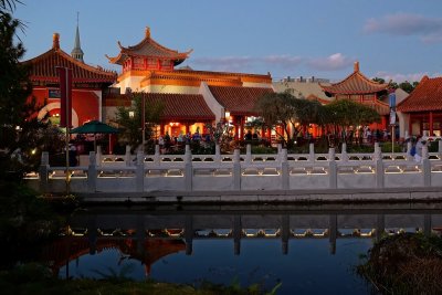 China pavilion at dusk