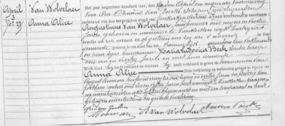 Van Wolvelaer Anna Alice geboorteakte 1904