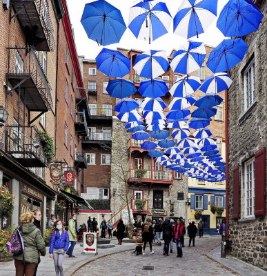 Umbrella Street in Old Quebec City Oct 2021