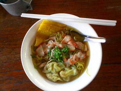 Food is an important part of each day for me. Here is some noodle soup with dumplings and pork - Mae Hong Son