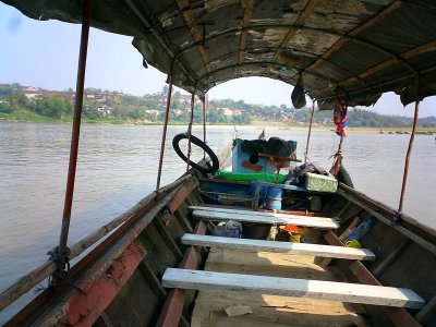 Crossing the Mekong River from Thailand to Laos