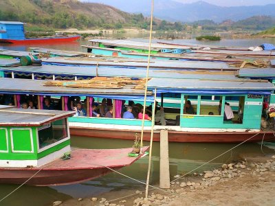 River boats on the Mekong - Huay Xai