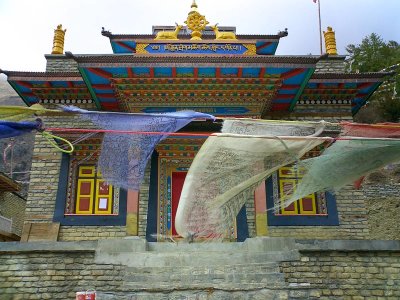 Prayer flags and temple - Pishang