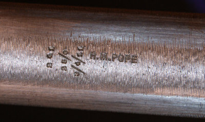 H.M. Pope details on Bottom of Barrel - note how matting was sanded away to fit forearm.