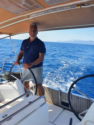 Jason cruising the Aegean sea.