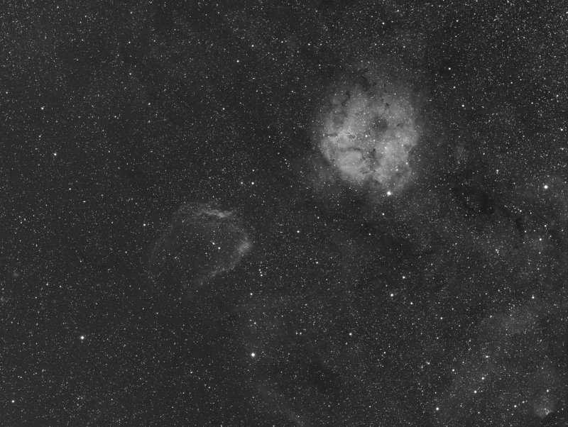 IC 1396 Garnet Star Nebula and Sh2-129 The Flying Bat Nebula wide field