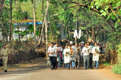 Easter Catholic Procession With Military Escort