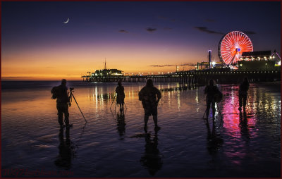 Santa Monica Pier Twilight Moonset