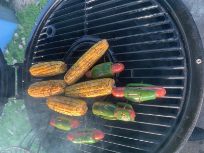 Jalapeno hot dogs and corn