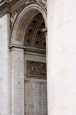 The Inside of the arch is engraved with the names of 558 important generals