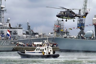 Helicopter and rescue boat