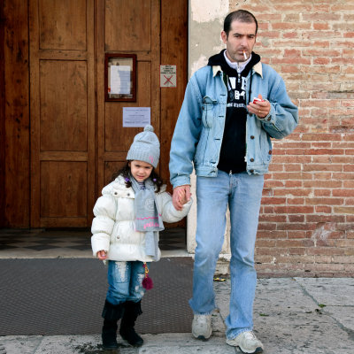 Father and Daughter just left the church