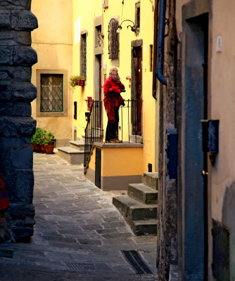 The man in the red jacket