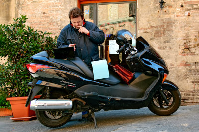 Office Work on the motorbike